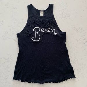 Free People City Love Embellished Berlin City Racerback Tank Sz S (b1)